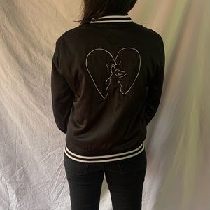 Brandy Melville Liz Kissing Hearts Bomber Jacket